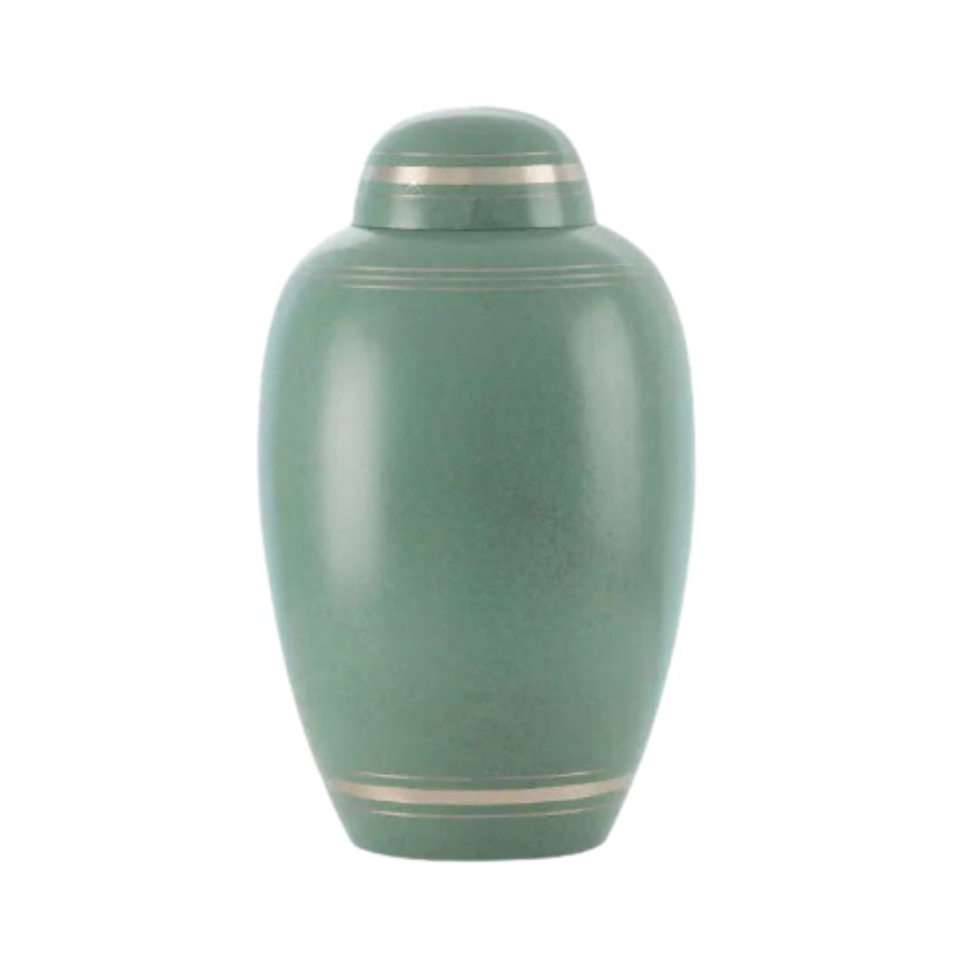 Silver Rose Adult Green Brass Urn