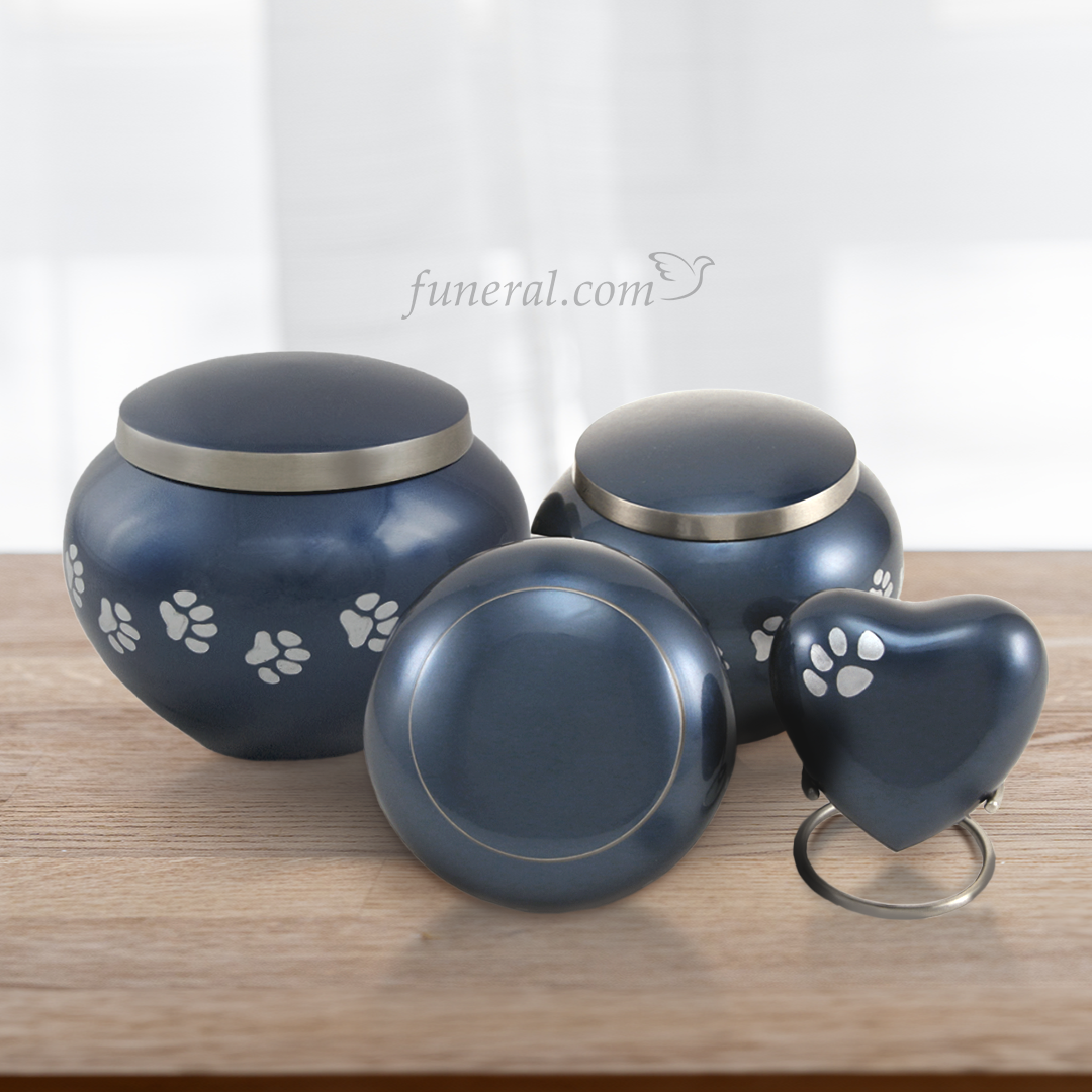 Noah Moonlight Blue Medium Pet Urn Set