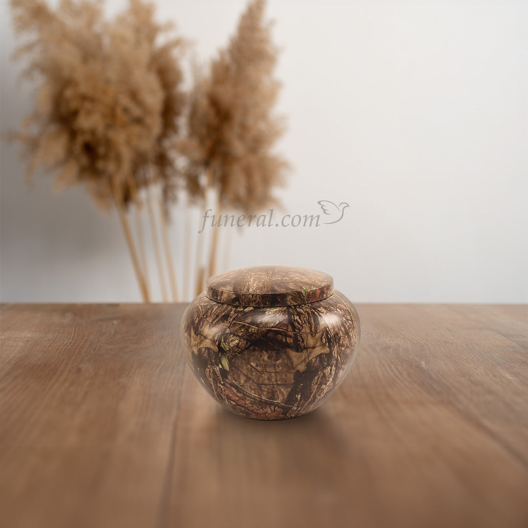 Noah Oak Camo Large Pet Urn with Background