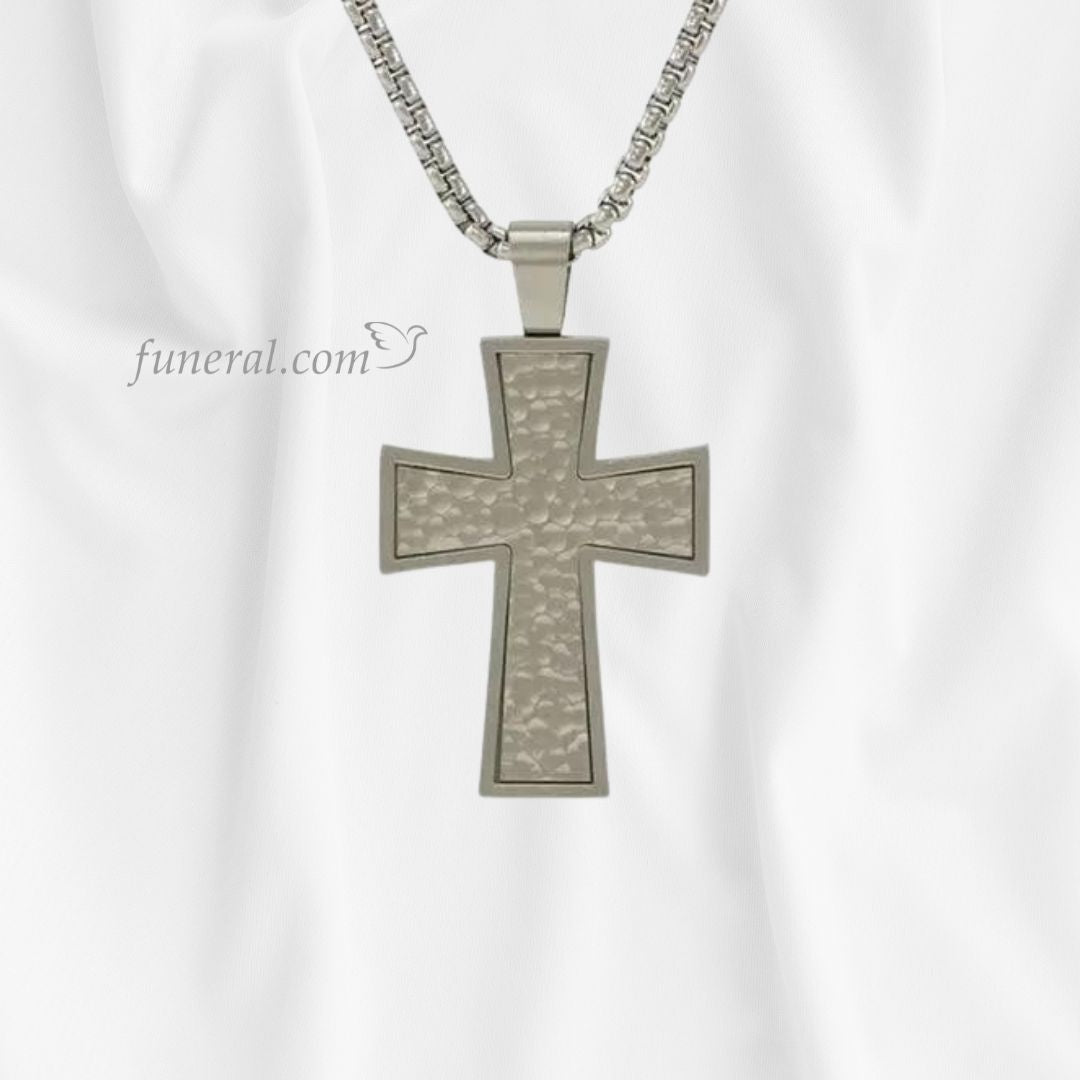 Pewter Silver Cross Stainless Steel Cremation Jewelry Pendant