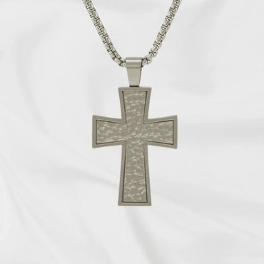 Pewter Silver Cross Stainless Steel Cremation Jewelry Pendant - funeral.com