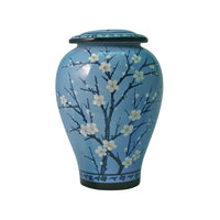 Plum Blossom Adult Blue Ceramic Urn