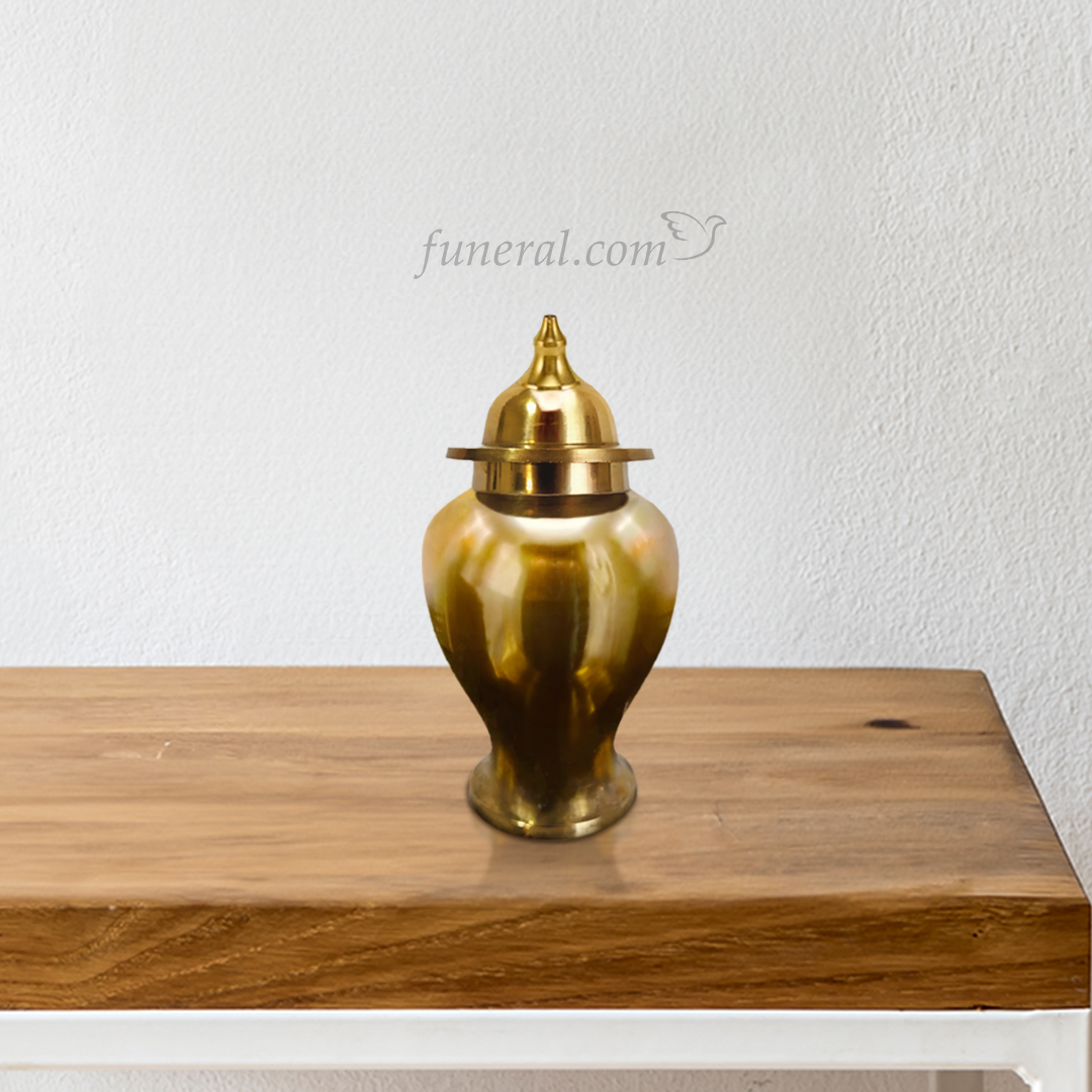 Rabia Shiny Brass Extra Small Pet Urn