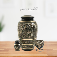 Radiance Elite Black Scrolled Brass Heart Keepsake Set