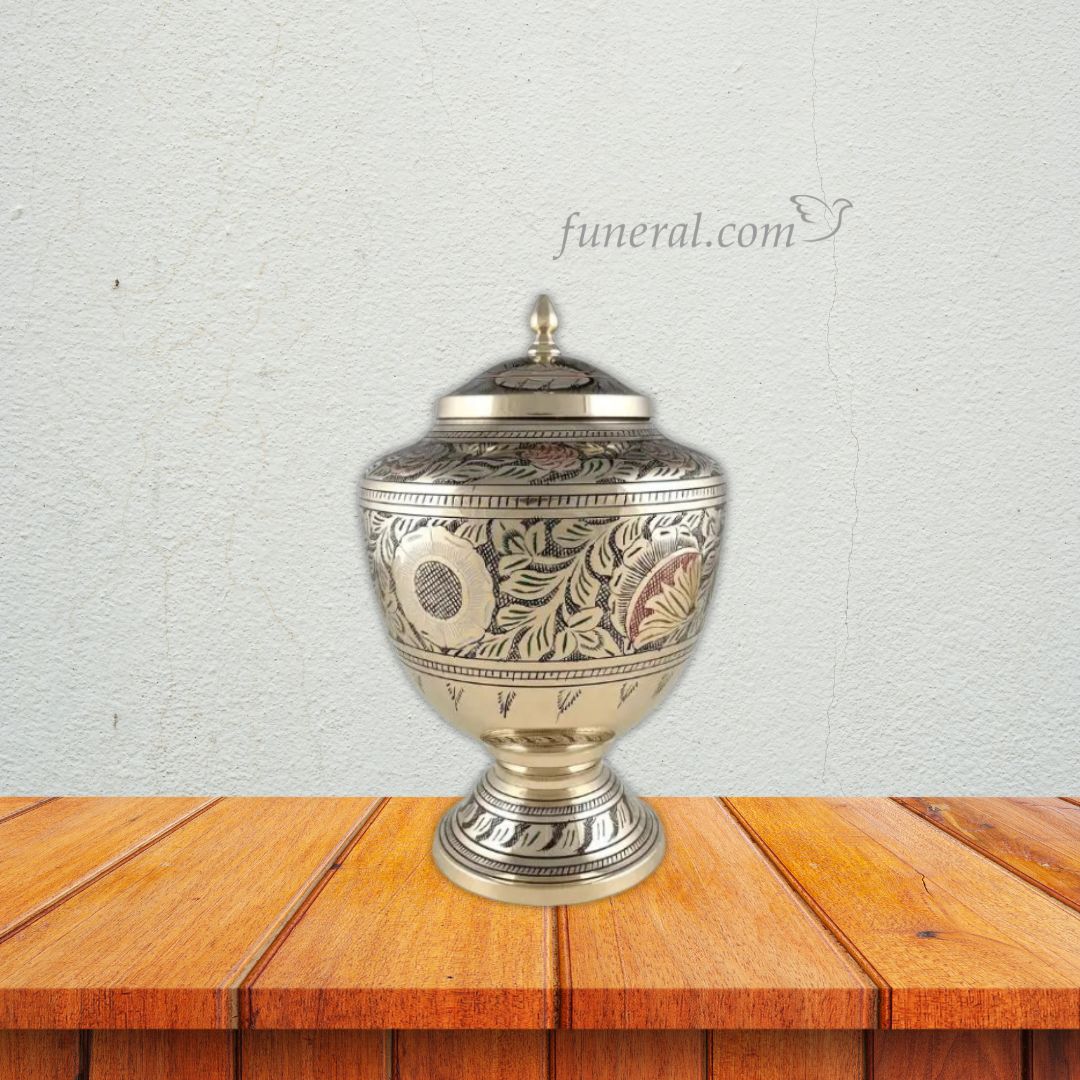 Romanesque Adult Gold Brass Urn