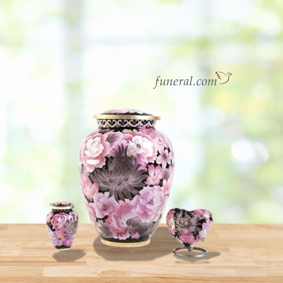 Elite Adult Blossom Pink Cloisonné Urn Set