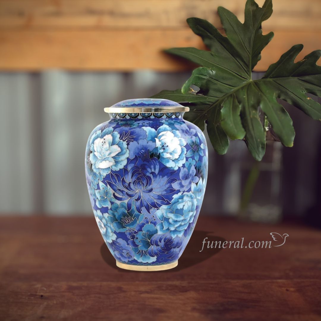 Elite Adult Blossom Blue Cloisonné Urn