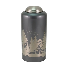 Gray Brass Forest Artwork Adult Cremation Urn