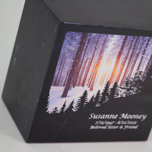 Snow-Covered Scenery Black Marble Adult Cremation Urn - Artistic