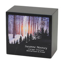 Snow-Covered Scenery Black Marble Adult Cremation Urn