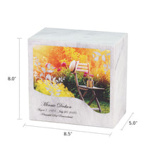 Sunlit Garden White Marble Adult Cremation Urn - Dimensions