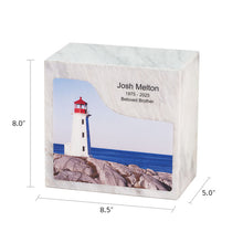 Coastal Lighthouse White Marble Adult Cremation Urn - Dimensions