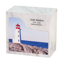 Coastal Lighthouse White Marble Adult Cremation Urn
