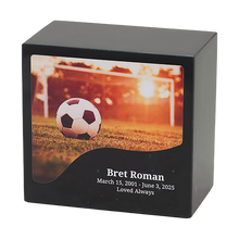 Soccer Field Black Marble Adult Cremation Urn