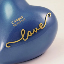 Indigo Heart Love Script Medium Pet Cremation Urn