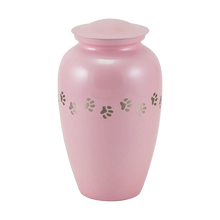 Classic Pearl Pink Paw Print Band Extra Large Pet Cremation Urn