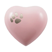 Pearl Pink Heart Keepsake Pet Urn with Classic Paw Print