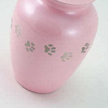Classic Pearl Pink Paw Print Band Small Pet Cremation Urn - Artistic