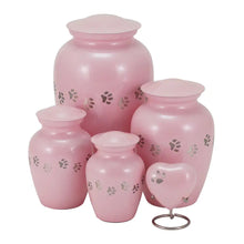 Classic Pearl Pink Paw Print Band Small Pet Cremation Urn - Size