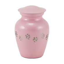 Classic Pearl Pink Paw Print Band Small Pet Cremation Urn