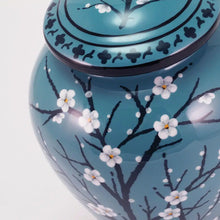 Powder Blue Ceramic Plum Blossom Adult Cremation Urn - Funeral.com, Inc.