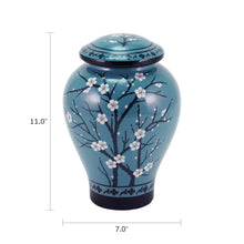 Powder Blue Ceramic Plum Blossom Adult Cremation Urn - Funeral.com, Inc.