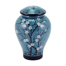 Powder Blue Ceramic Plum Blossom Adult Cremation Urn - Funeral.com, Inc.