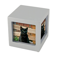 Silver Photo Cube Medium Pet Cremation Urn