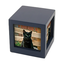 Navy Photo Cube Medium Pet Cremation Urn
