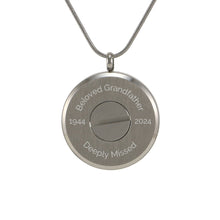 Pewter Round Hinged Photo Glass, Stainless Steel Cremation Necklace - Personalized