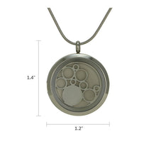 Pewter Round Hinged Circles, Stainless Steel Cremation Necklace - Dimensions
