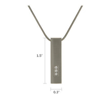 Pewter Pillar w/ Cubic Zirconias, Stainless Steel Cremation Necklace - Dimensions