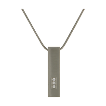 Pewter Pillar w/ Cubic Zirconias, Stainless Steel Cremation Necklace