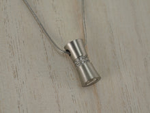 Pewter Hourglass w/ Zirconia, Stainless Steel Cremation Necklace - Artistic