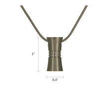 Pewter Hourglass w/ Zirconia, Stainless Steel Cremation Necklace - Dimensions