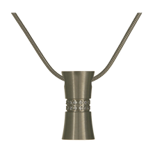 Pewter Hourglass w/ Zirconia, Stainless Steel Cremation Necklace
