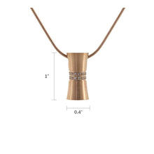 Rose Gold Hourglass w/ Zirconia, 19" Chain Cremation Necklace - Dimensions