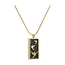 Bronze & Onyx Embossed Dove, 14K Gold-Plated Cremation Necklace