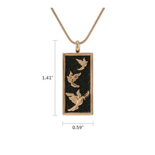 Rose Gold & Onyx Embossed Dove, 19" Chain Cremation Necklace - Dimensions