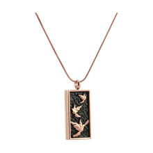 Rose Gold & Onyx Embossed Dove, 19" Chain Cremation Necklace