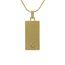 Textured Rectangle Pendant, 14K Gold-Plated Cremation Necklace - Back