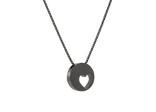 Onyx Eternity Heart Pendant, 21" Chain Cremation Necklace - Angle