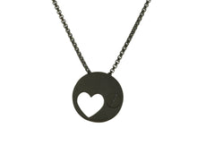 Onyx Eternity Heart Pendant, 21" Chain Cremation Necklace - Back