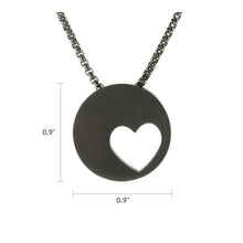 Onyx Eternity Heart Pendant, 21" Chain Cremation Necklace - Dimensions