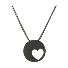 Onyx Eternity Heart Pendant, 21" Chain Cremation Necklace