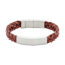 Braided Brown Leather & Pewter Cremation Bracelet