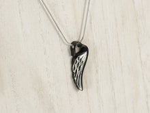 Onyx & Pewter Wings of Eternity, Stainless Steel Cremation Necklace - Lifestyle