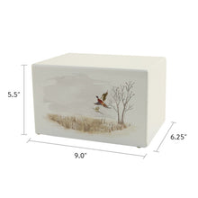 White Gloss MDF Pheasant Scene Adult Cremation Urn - Dimensions
