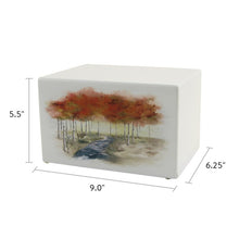 White Gloss MDF Forest Scene Adult Cremation Urn - Dimensions