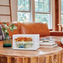 White Gloss MDF Forest Scene Adult Cremation Urn - Lifestyle